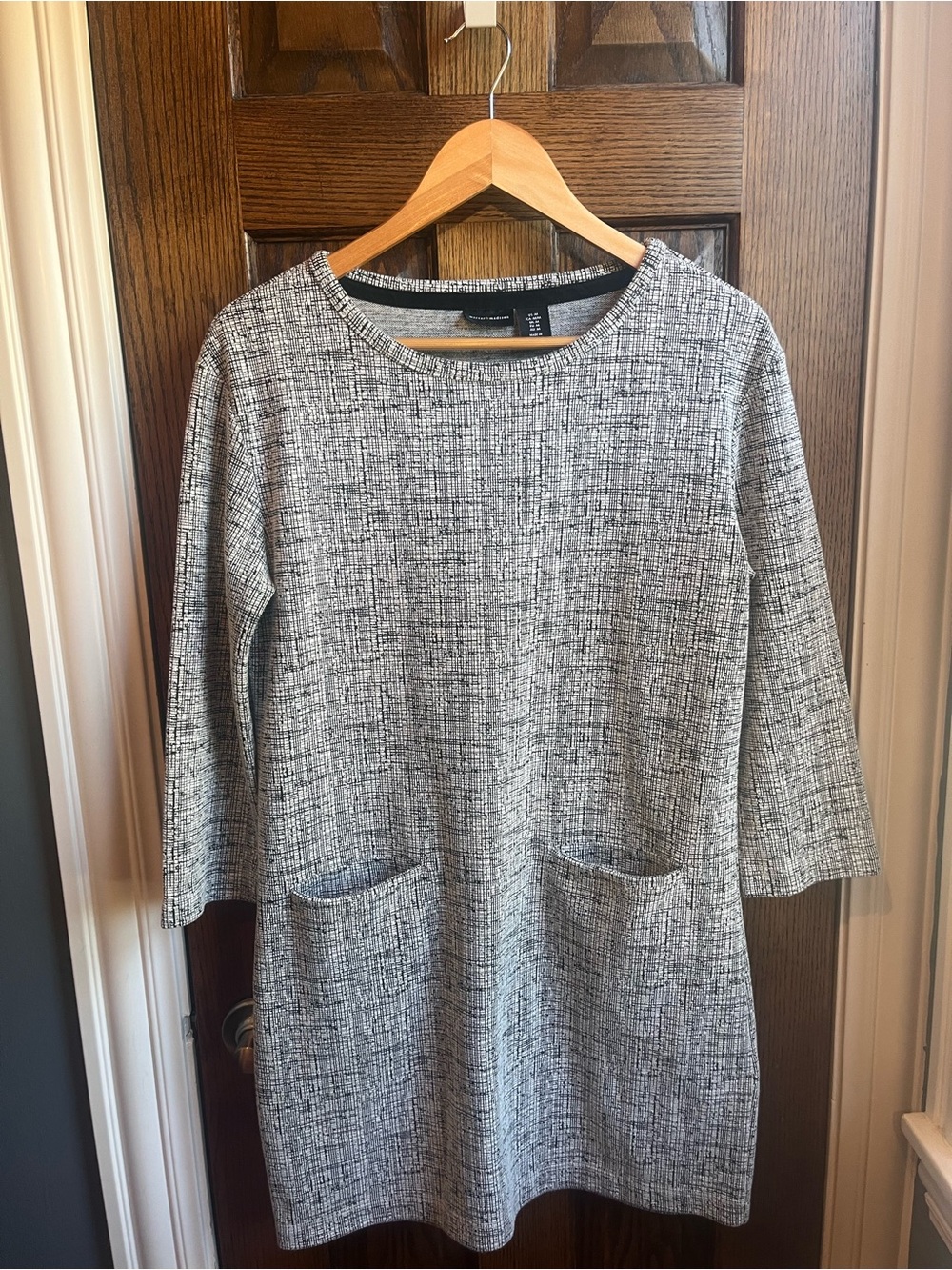 mercer & madison Gray Tweed Long-Sleeve Shift Dress